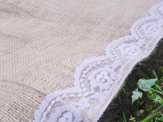 Burlap Aisle Runner with Lace 40" Wide 50 Feet Long