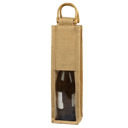 Clear Window Jute Wine Bag