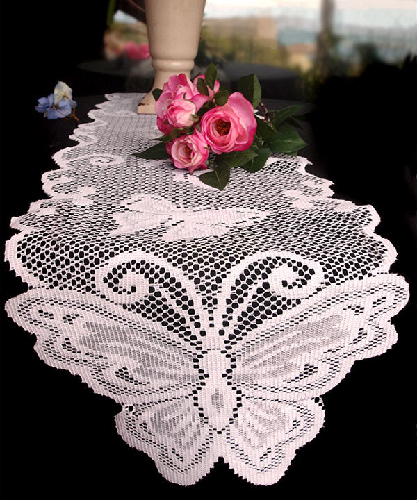 Butterfly Lace Ribbon 13" x 96" - White