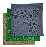 Made in the USA Assorted Paisley  Bandanas -3 Pack, 22" x 22", 100% Cotton Additional