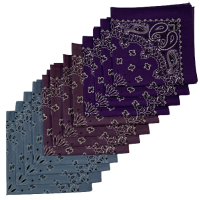 Made in the USA Assorted Paisley  Bandanas - 12 Pack, 22" x 22", 100% Cotton