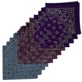 Made in the USA Assorted Paisley  Bandanas - 12 Pack, 22" x 22", 100% Cotton