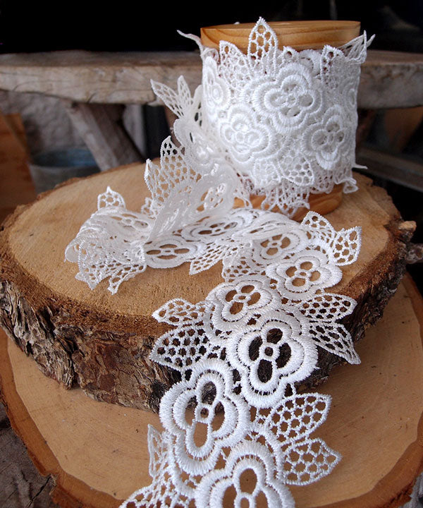 4" White Lace Ribbon - 5 Yards