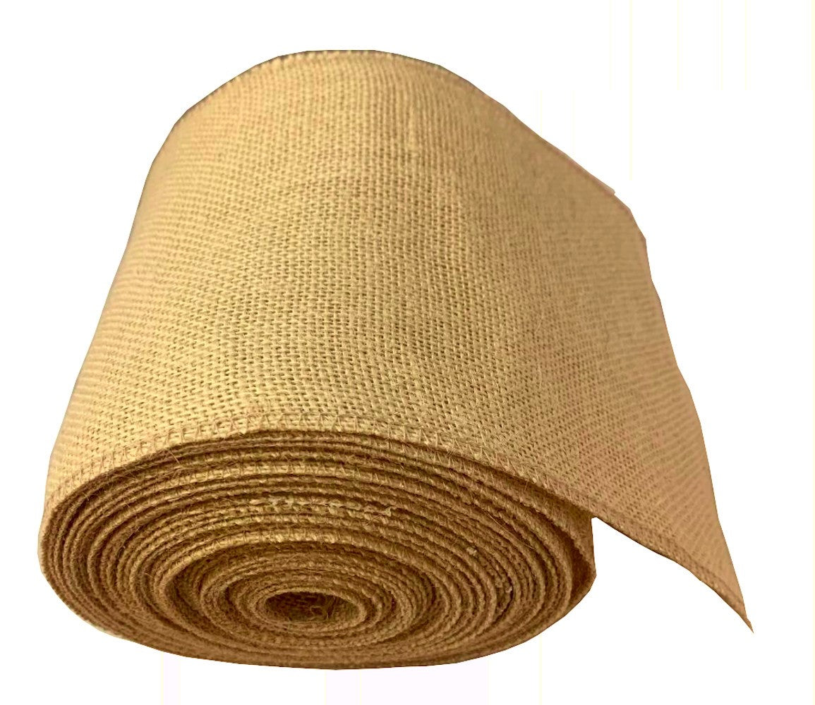 6" Florida Sand Burlap Ribbon - 10 Yards (Serged) Made in USA