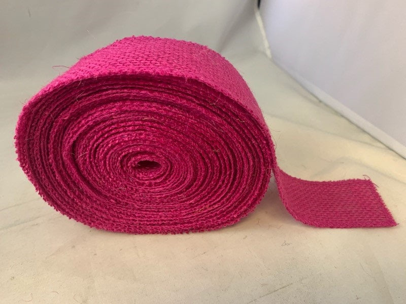 2" Fuschia Burlap Ribbon - 10 Yards (Serged) Made in USA