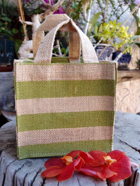 Jute Striped Plant Tote