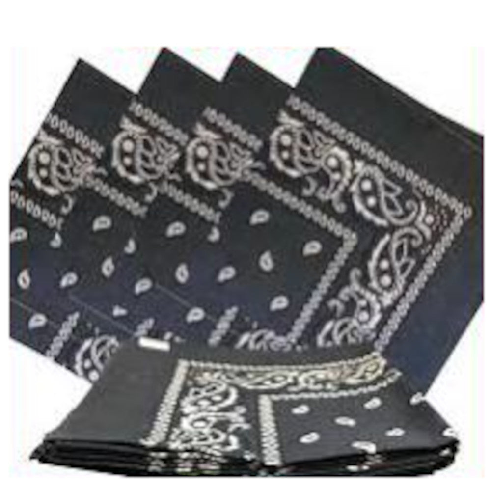 Dark Grey Paisely Bandanas (12 Pack) 22" x 22" 100% Cotton