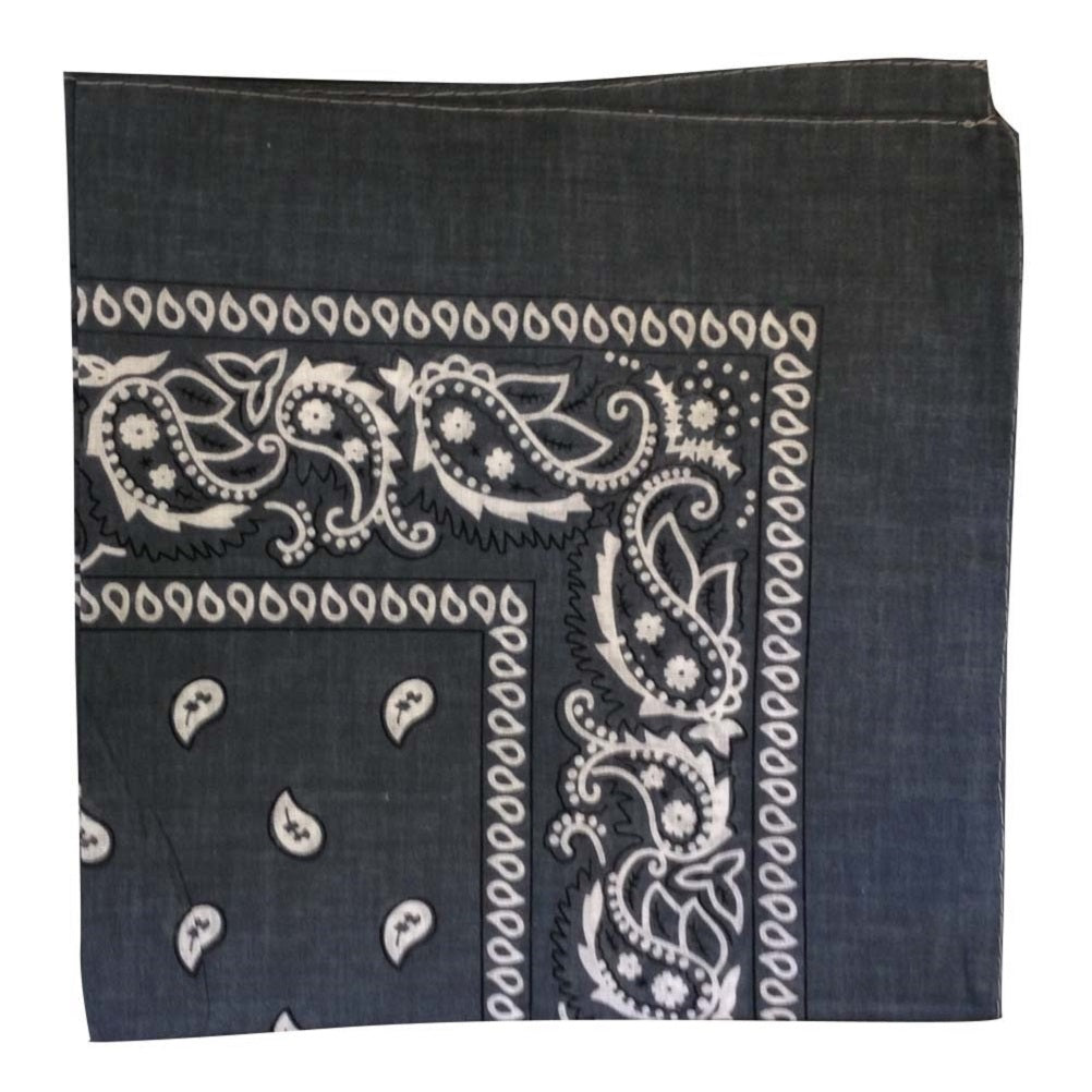 Grey Paisley Bandana - 22" x 22" (100% cotton)