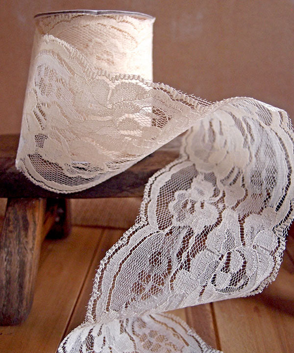 3" Ivory Lace Ribbon - 10 Yards