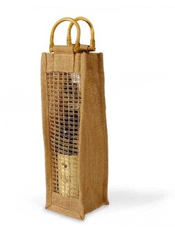 Clear Window Jute Wine Bag