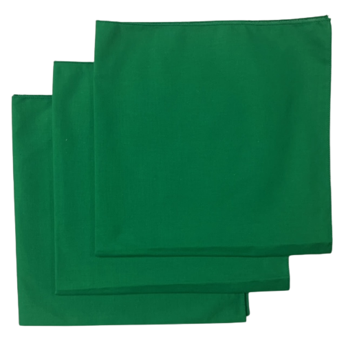 Made in the USA Solid Kelly Green Bandanas 3 Pk 22" x 22" Cotton