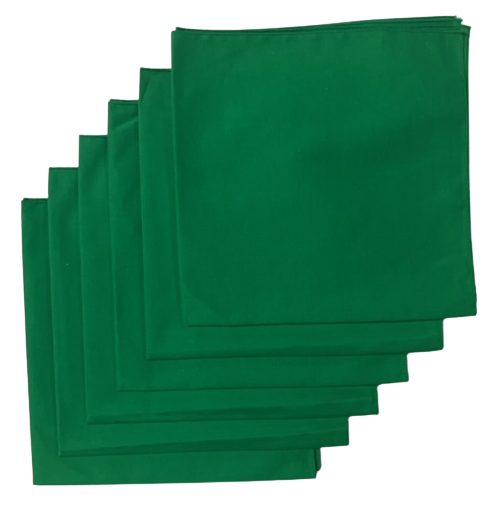 Made in the USA Solid Kelly Green Bandanas 6 Pk 22" x 22" Cotton