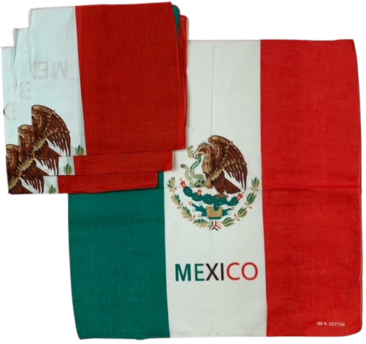 Mexican Flag Bandanas 3 Pk 22" x 22" 100% Cotton