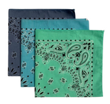 Made in the USA Assorted Paisley  Bandanas -3 Pack, 22" x 22", 100% Cotton Additional