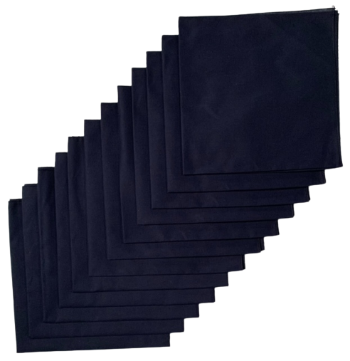 Made in the USA Solid Navy Bandanas 12 Pk, 22" x 22" Cotton