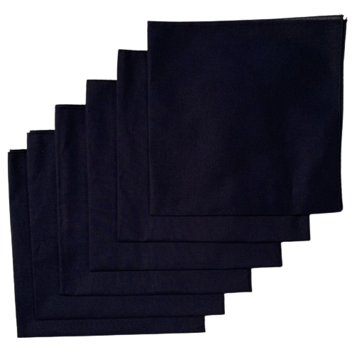 Made in the USA Solid Navy Bandanas 6 Pk, 22" x 22" Cotton