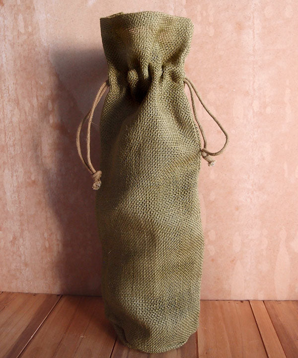 Jute Wine Bag with Drawstring 6" x 15" x 3.5"