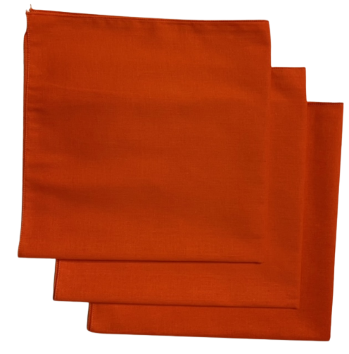 Made in the USA Solid Orange Bandanas 3 Pk, 22" x 22" Cotton