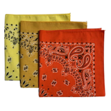 Made in the USA Assorted Paisley  Bandanas -3 Pack, 22" x 22", 100% Cotton Additional