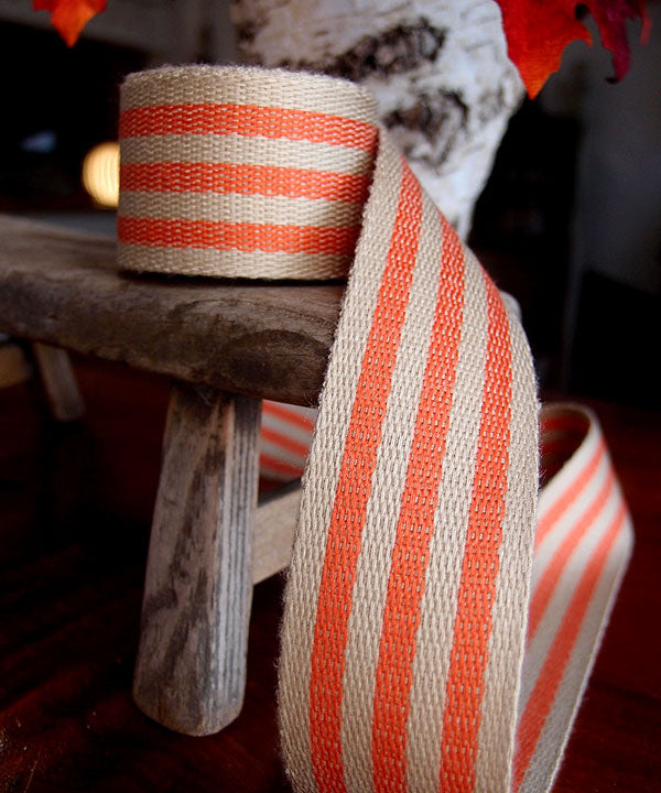 Striped Faux Burlap Ribbon