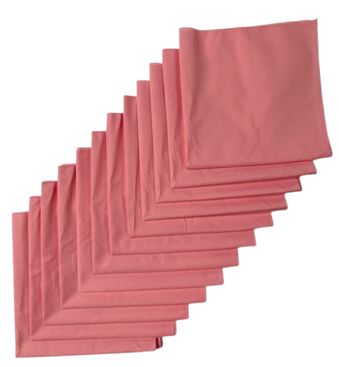 Made in the USA Solid Pink Bandanas 12 Pk, 22" x 22" Cotton