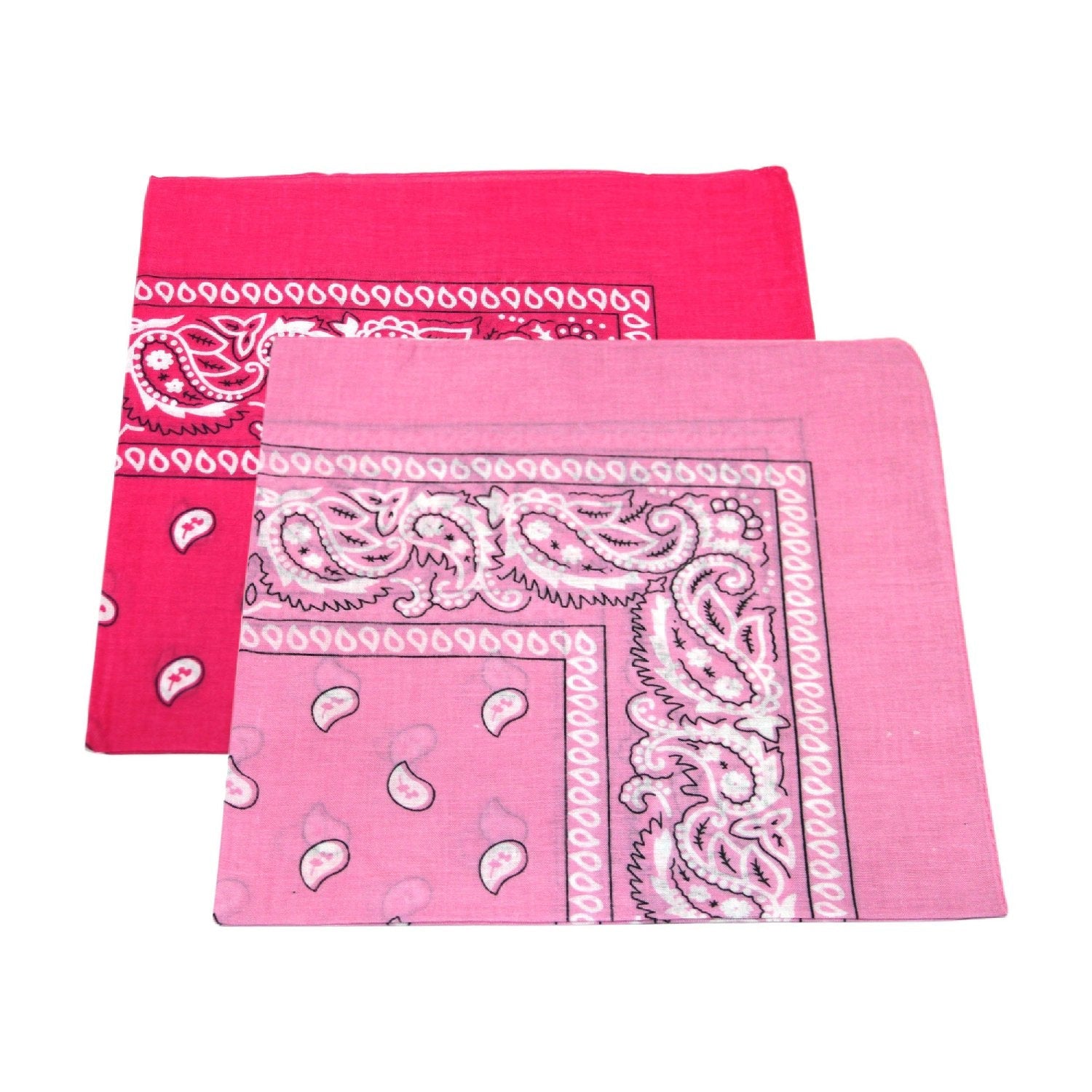 Paisley Bandanas Pink & Hot Pink 22" X 22" Cotton (12 PK)