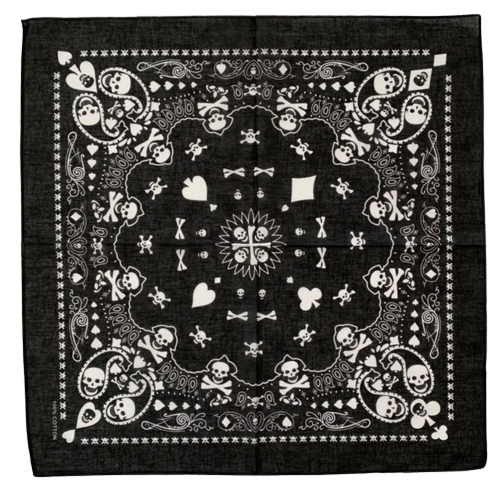 Playing Card Skull Bandana 22" x 22" - 100% Cotton