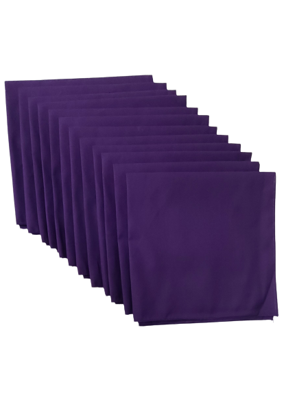 Made in the USA Solid Purple Bandanas 12 Pk, 22" x 22" Cotton