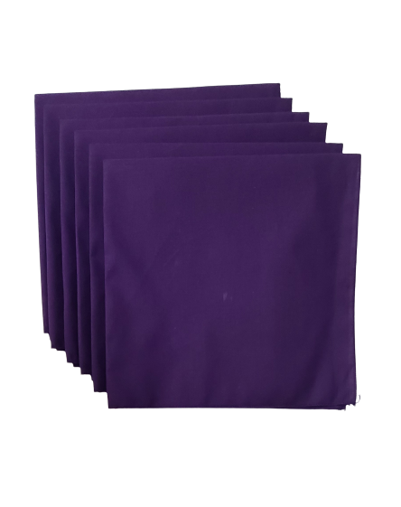 Made in the USA Solid Purple Bandanas 6 Pk, 22" x 22" Cotton