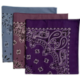 Made in the USA Assorted Paisley  Bandanas -3 Pack, 22" x 22", 100% Cotton Additional