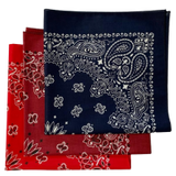 Made in the USA Assorted Paisley  Bandanas -3 Pack, 22" x 22", 100% Cotton Additional