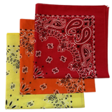 Made in the USA Assorted Paisley  Bandanas -3 Pack, 22" x 22", 100% Cotton Additional