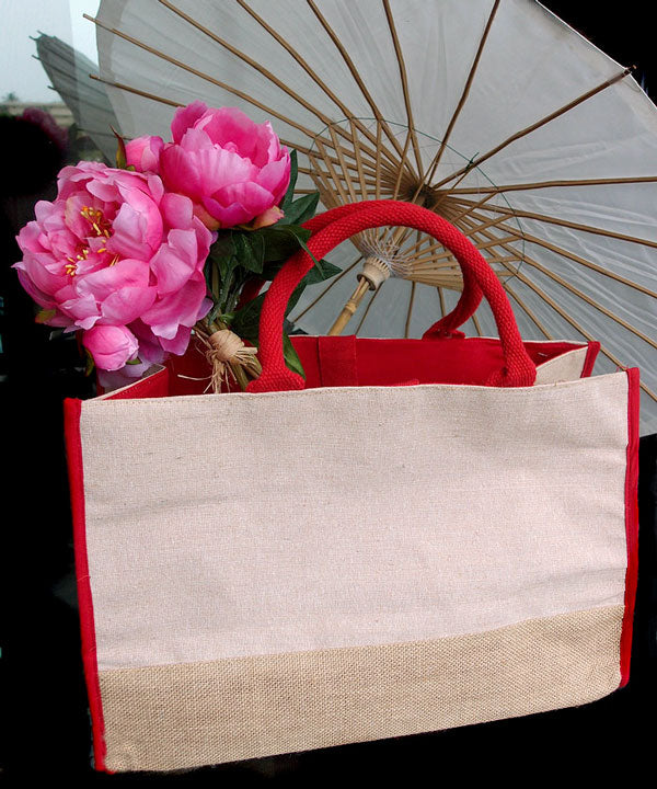 Burlap Juco Tote Bag with Accents