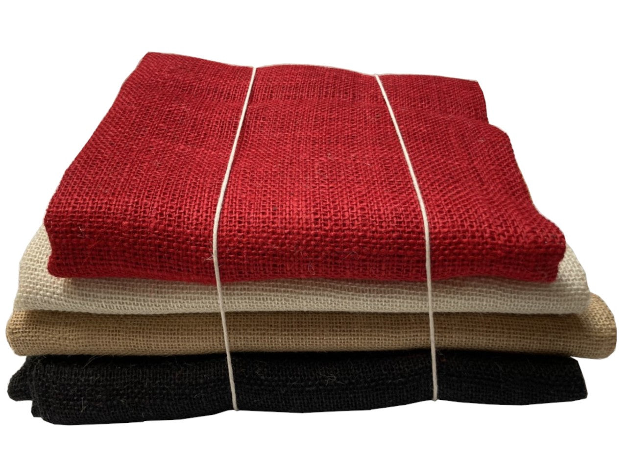 4 Pack Colored Burlap Bundle 2 Yards Per Color RED,WH,NAT,BK