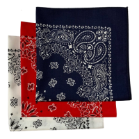 Made in the USA Assorted Paisley  Bandanas -3 Pack, 22" x 22", 100% Cotton Additional