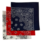 Made in the USA Assorted Paisley  Bandanas -3 Pack, 22" x 22", 100% Cotton Additional