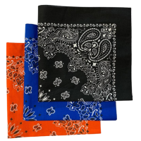 Made in the USA Assorted Paisley  Bandanas -3 Pack, 22" x 22", 100% Cotton Additional