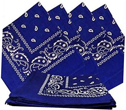 Blue Paisley Bandanas (12 Pack) 22" x 22" 100% Cotton