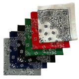 Made in the USA Assorted Paisley  Bandanas -6 Pack, 22" x 22", 100% Cotton Additional