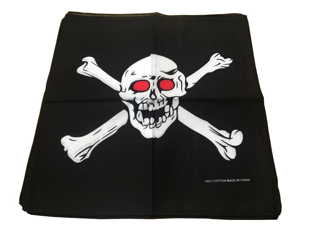 Skull Bandanas Crossbones Red Eyes (3 PK) 22" x 22" 100% Cotton