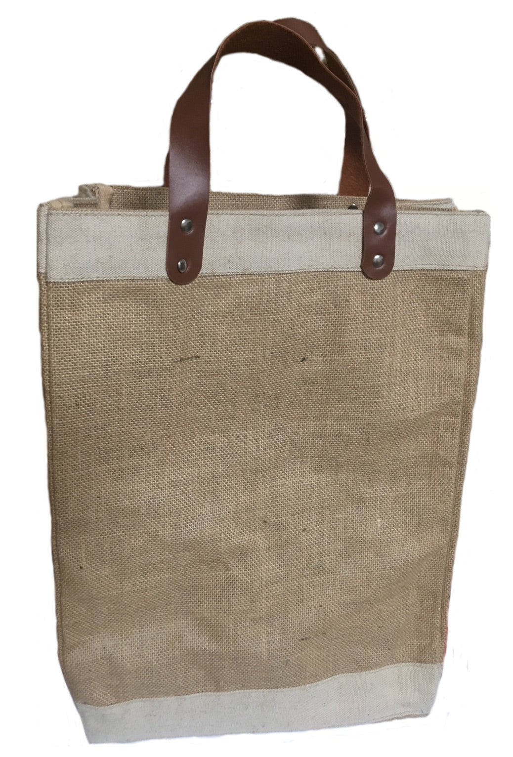 Jute Tote with Faux Leather Handles