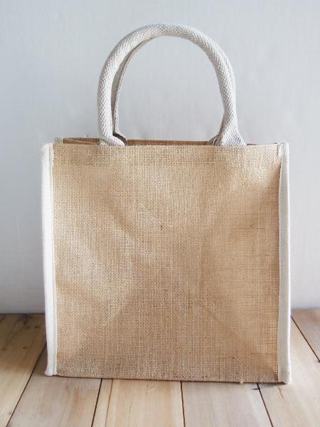 Burlap Tote Bags with Cotton Trim