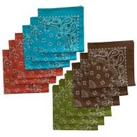 Made in the USA Assorted Paisley  Bandanas - 12 Pack, 22" x 22", 100% Cotton