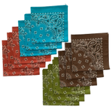 Made in the USA Assorted Paisley  Bandanas - 12 Pack, 22" x 22", 100% Cotton