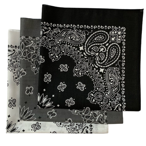 Made in the USA Assorted Paisley  Bandanas -3 Pack, 22" x 22", 100% Cotton Additional