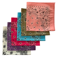 Made in the USA Assorted Paisley  Bandanas -6 Pack, 22" x 22", 100% Cotton Additional