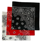 Made in the USA Assorted Paisley  Bandanas -3 Pack, 22" x 22", 100% Cotton Additional