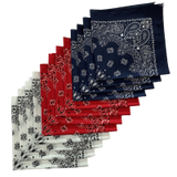 Made in the USA Assorted Paisley  Bandanas - 12 Pack, 22" x 22", 100% Cotton