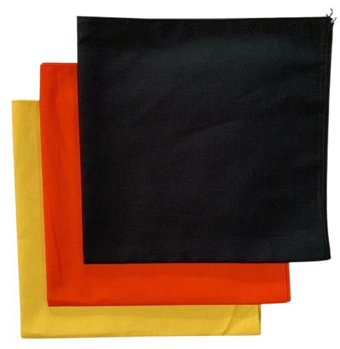 USA Made Solid Color Bandanas 3Pk Cotton Yellow Orange Black 22"