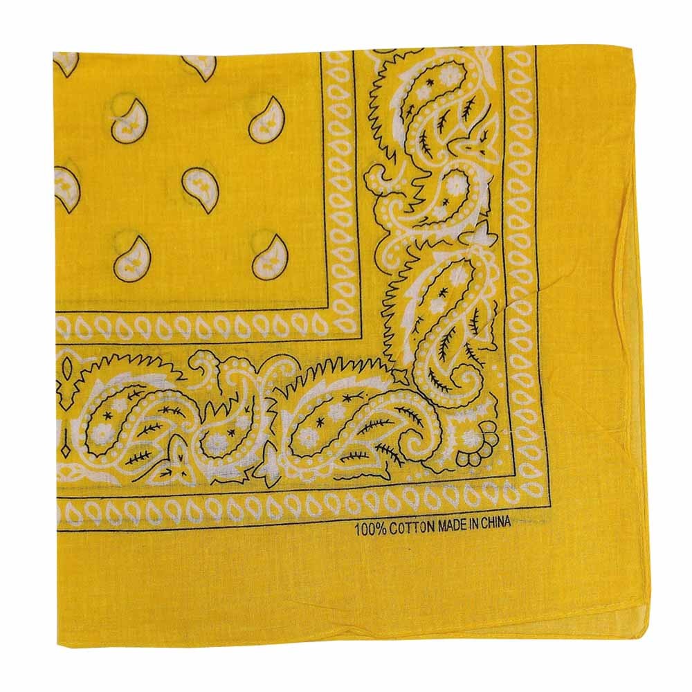 Yellow Paisley Bandana - 22" x 22" (100% cotton)